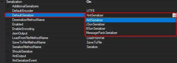 Image showing how to enable serialization