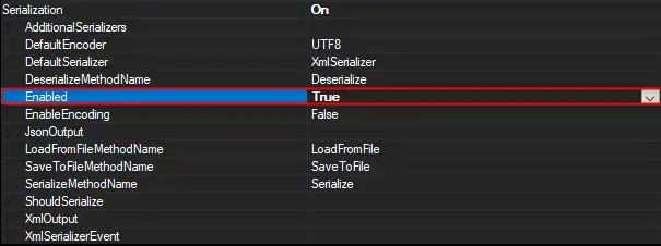 Image showing how to enable serialization