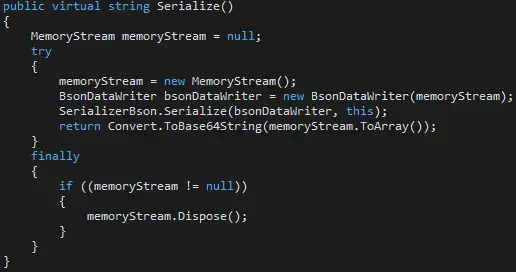 Image showing the Serialization function for BSon 