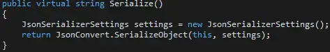 Image showing the Serialize function for JSon
