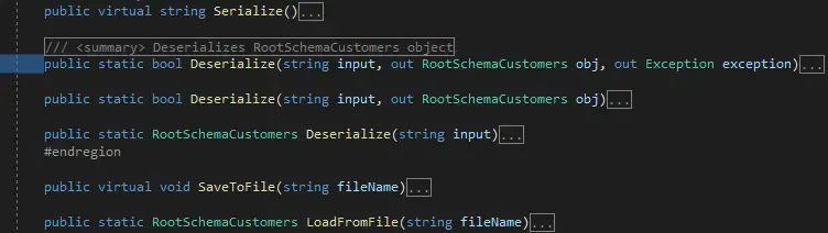 Image showing the various functions to serialize and deserialize