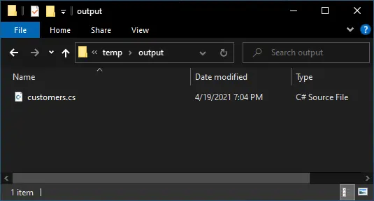xsd2code show output folder
