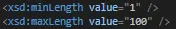 Image showing the max and min length attribute settings in an XSD