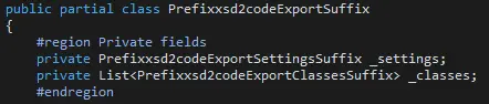 Image showing classe with names with a set suffix and prefix