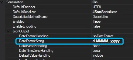Image showing the DateFormatString options