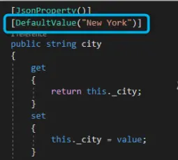Image showing the DefaultValue in action
