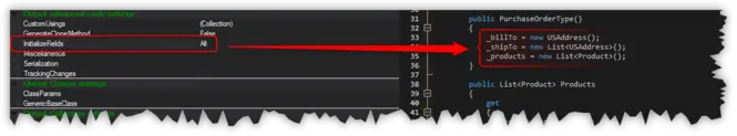 Image showing the InitializeFields.All on default and it's effects