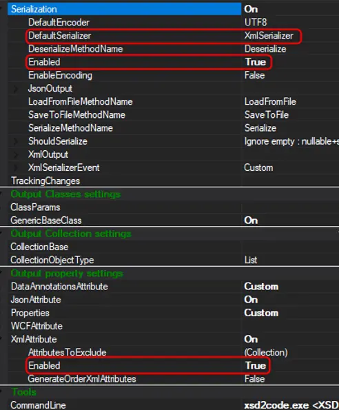 Options that need to be enabled