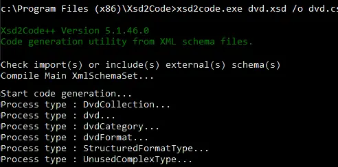 xsd2code console