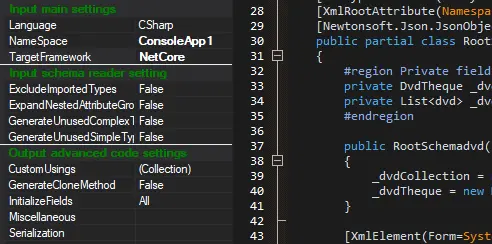 xsd2code user interface